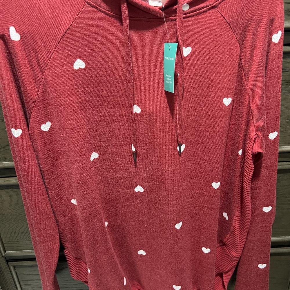 Maurices Red Hoodie with Heart Pattern